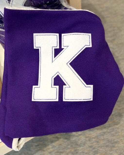 Purple Wool Varsity Lettermans Blanket