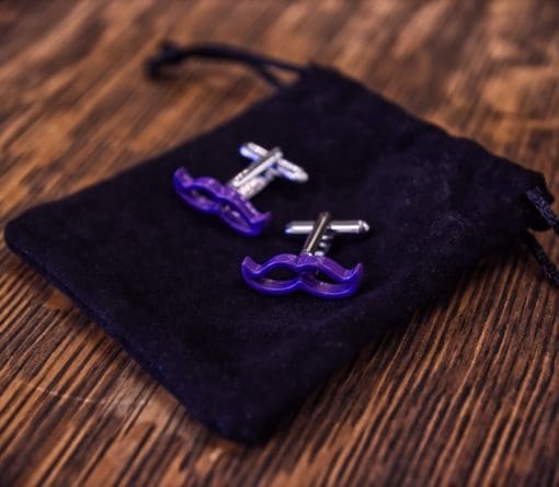 Cufflinks Purple Mustache - Image 2