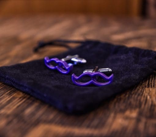 Cufflinks Purple Mustache