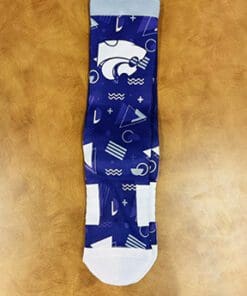 K-State socks with 80s Designs on them
