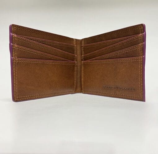 Inside of wallet brown with 8 card slots